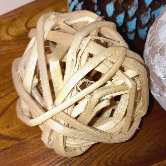 Coastal Nautical Accent Decorative Spheres Balls Jumbo Pine Cones Home Decor - Picture 9 of 11